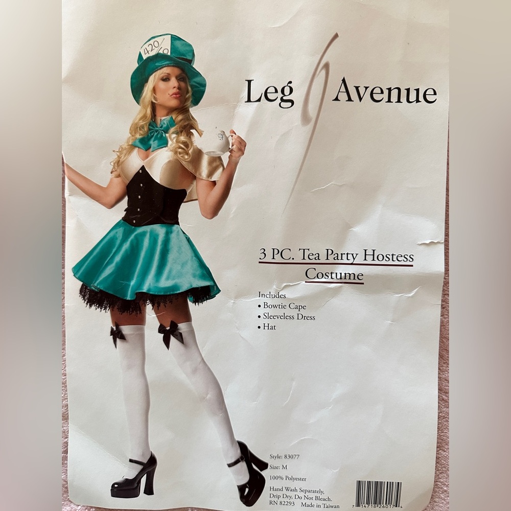 Leg Avenue Mad Hatter Style Costume 3 pieces . The tutu and stockings are FREE.